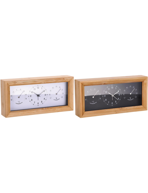 CLOCK WITH THERMOMETER AND HYGROMETER 27x13cm