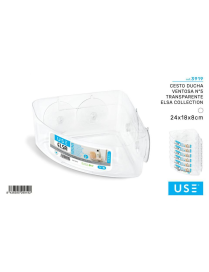 TRANSPARENT CORNER SHOWER BASKET 24x18cm