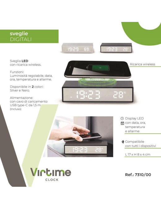 SVEGLIA LED RICARICA WIRELESS
