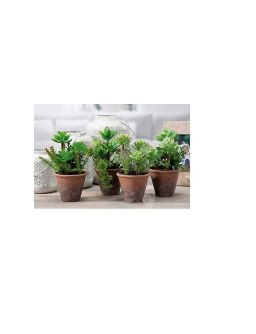 PIANTINA GRASSA ARTIFICIALE CON VASO 12x22 CENTIMETRI
