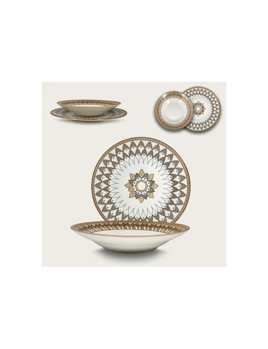 SAHARA BROWN LINE TABLE SERVICE 12 pieces