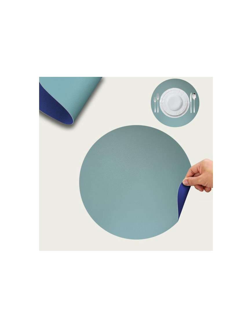 LEATHER PLACEMAT d.38 TIFFANY+BLUE