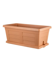 FIORIERA EFFETTO LEGNO  40cm COLOR COTTO+SOTTOVASO