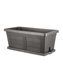 WOOD EFFECT PLANTER 40cm ANTHRACITE + SAUCER