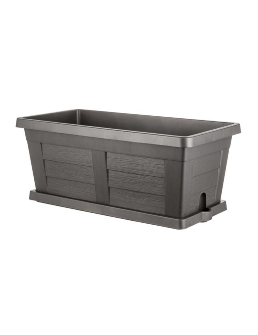 FIORIERA EFFETTO LEGNO  40cm ANTRACITE +SOTTOVASO