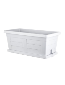 WOOD EFFECT PLANTER 40cm ICE + SAUCER