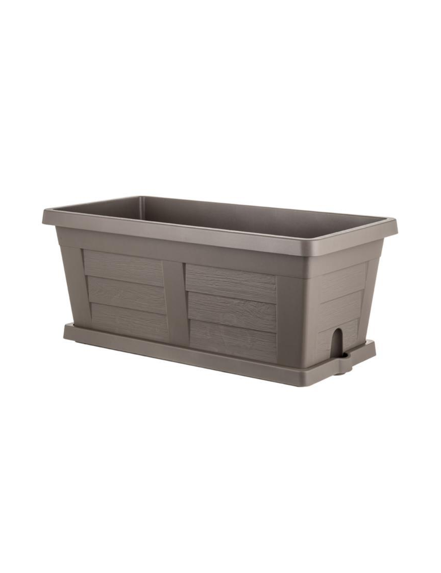 WOOD EFFECT PLANTER 40cm CAPPUCCINO COLOR + SAUCER