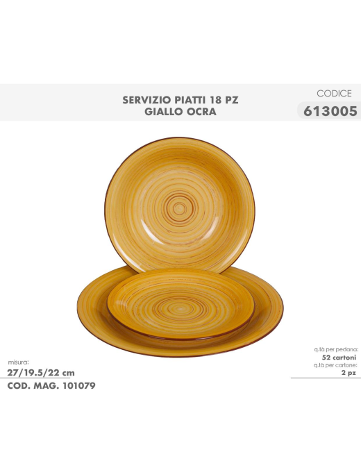 SERVIZIO TAVOLA  18pezzi GIALLO OCRA
