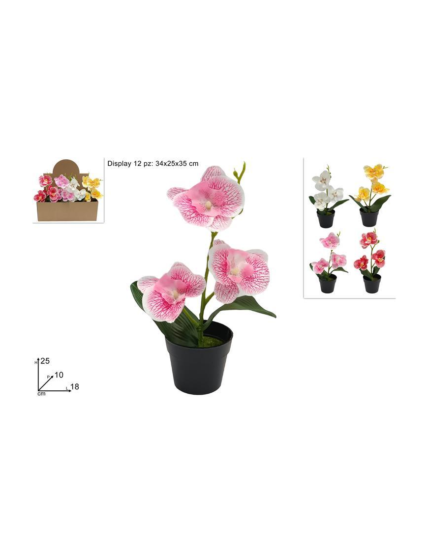 PIANTINA ARTIFICIALE PICCOLA ORCHIDEA COLORI ASSORTITI
