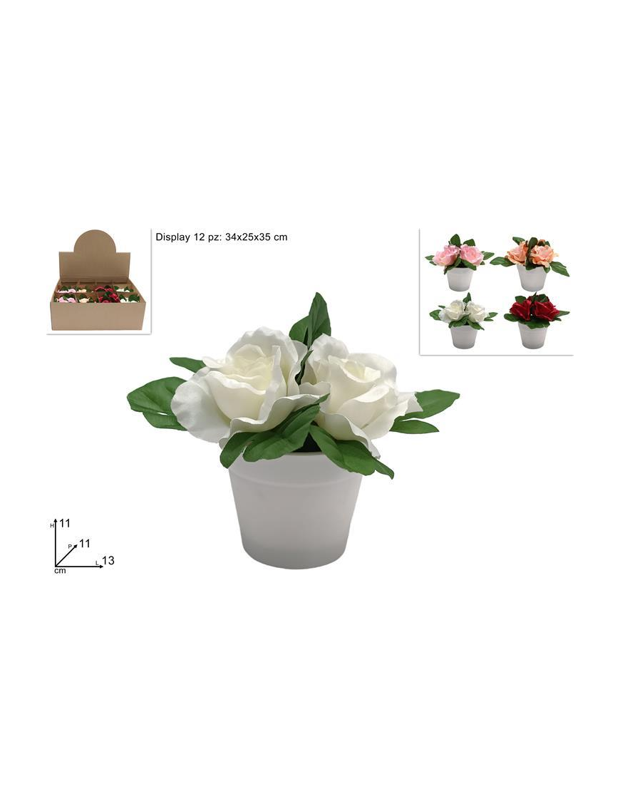 PIANTINA ARTIFICIALE PICCOLA ROSE COLORI ASSORTITI