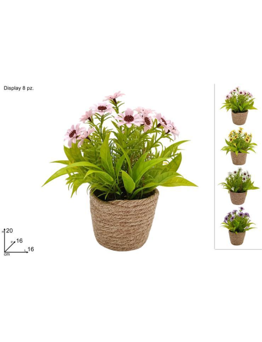 PIANTINA ARTIFICIALE MEDIA FIORI DI CAMPO COLORI ASSORTITI