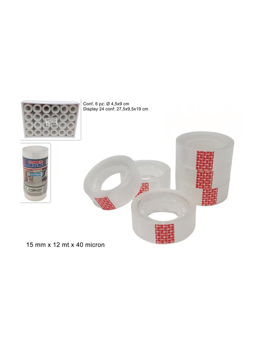 LINEA BRICO  NASTRO ADESIVO BIANCO 6pezzi  mm15x12m