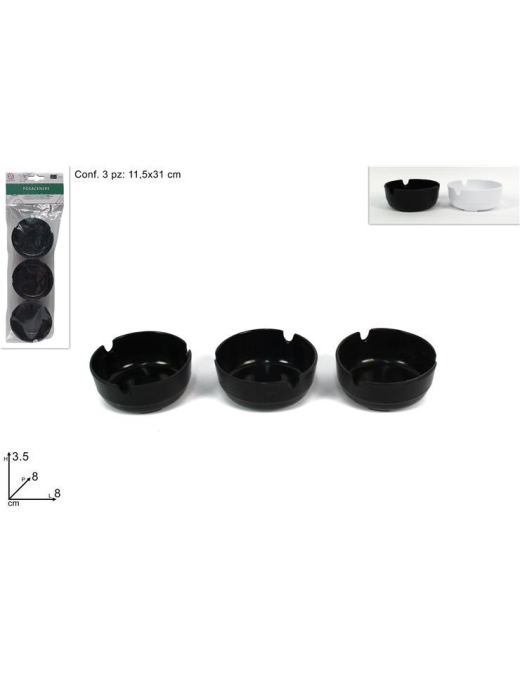 POSACENERE PLASTICA SET 3pezzi  2 COLORI