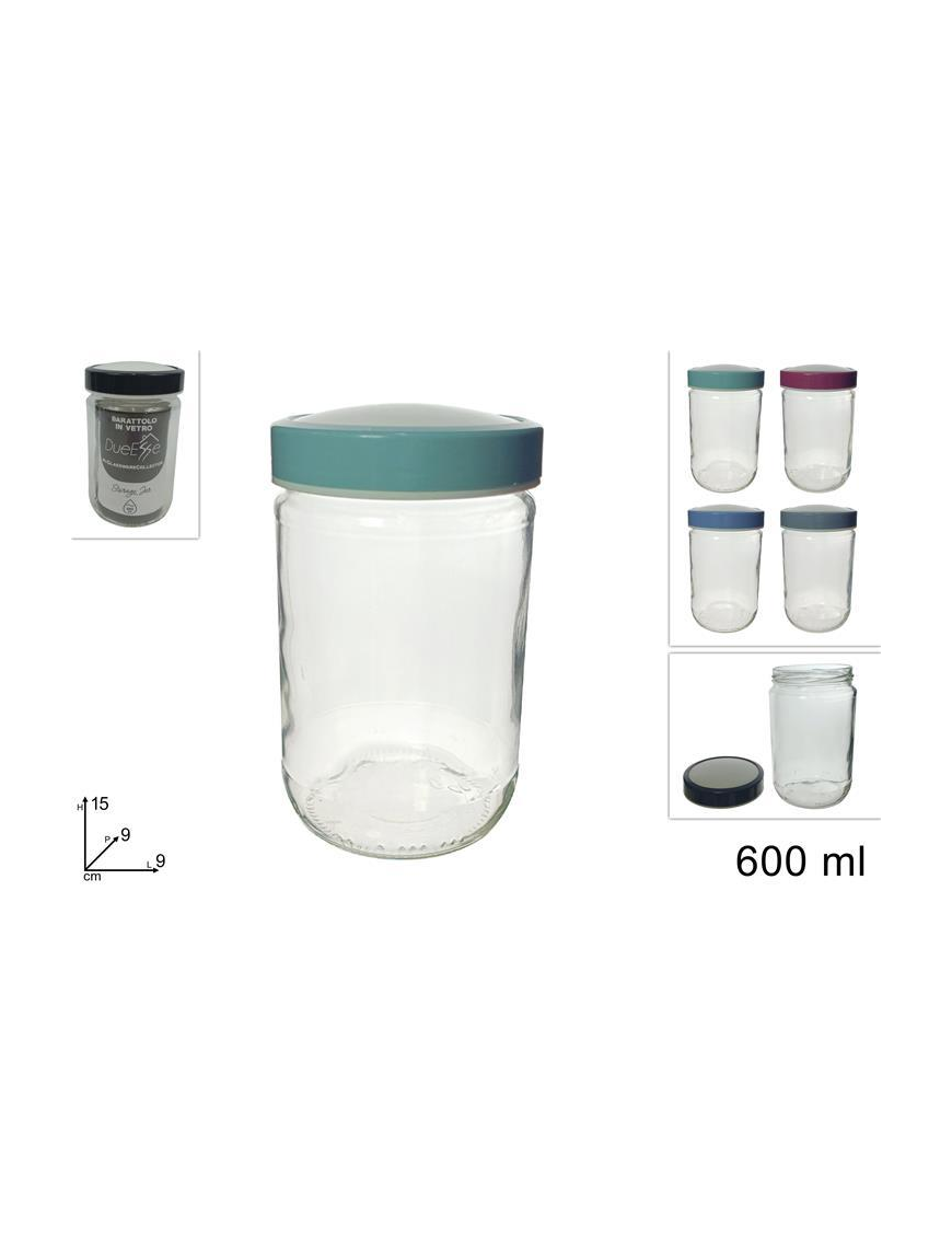 LINEA IN VETRO  BARATTOLO 600ml COPERCHIO PLASTICA