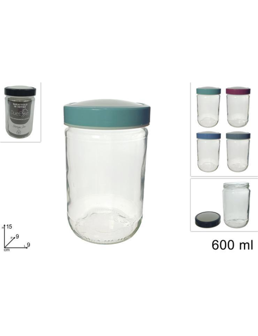 GLASS LINE 600ml JAR WITH PLASTIC LID