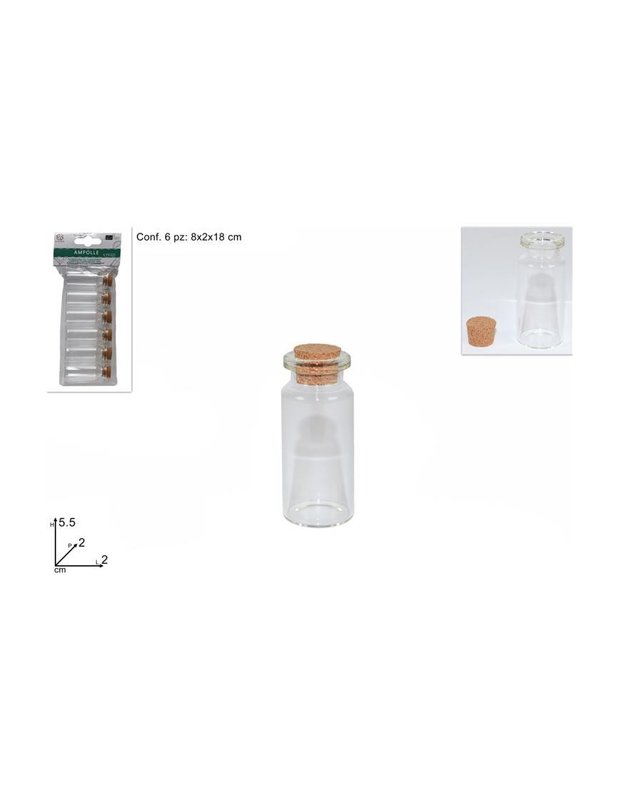 GLASS LINE CROUCH WITH CORK STOPPER 6 pieces