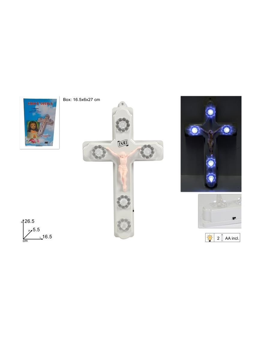 SACRA CROCE VOTIVA BIANCA CON LUCI