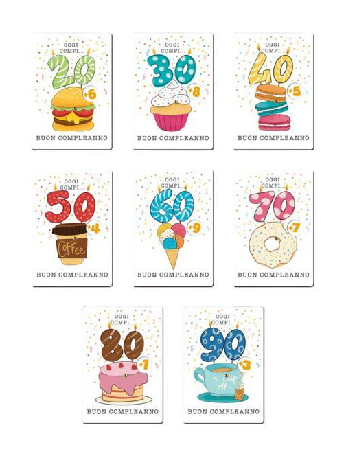 BIGLIETTI BUON COMPLEANNO 20-90ANNI