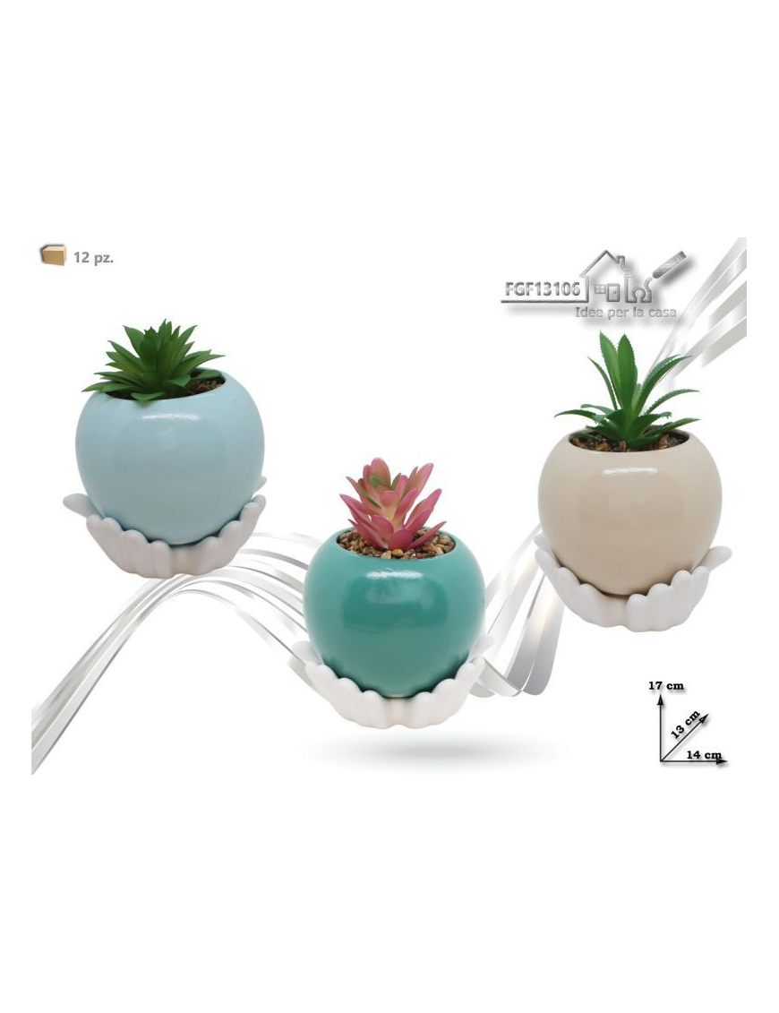 ARTIFICIAL SUCCULENT PLANT WITH COLOR POT 14x13x17cm