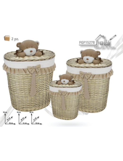 PORTABIANCHERIA OVALE 3pezzi  LINEA PELUCHE BEIGE