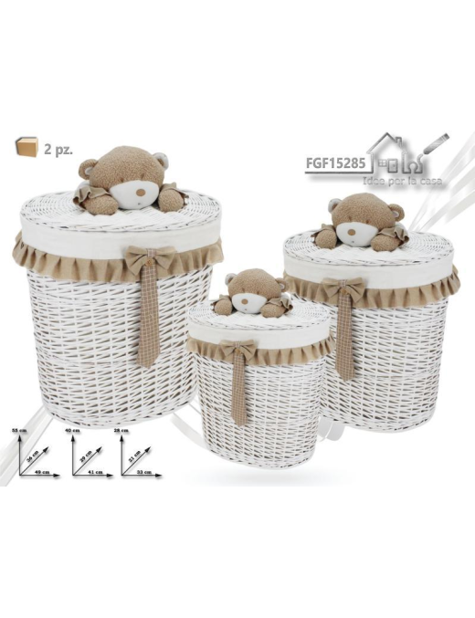 PORTABIANCHERIA OVALE 3pezzi LINEA PELUCHE BIANCO