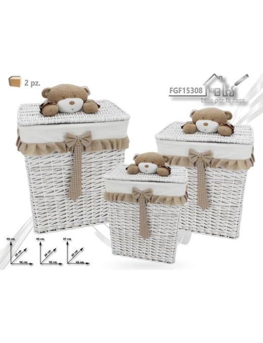 PORTABIANCHERIA RETTANGOLARE 3pezzi  LINEA PELUCHE BIANCO