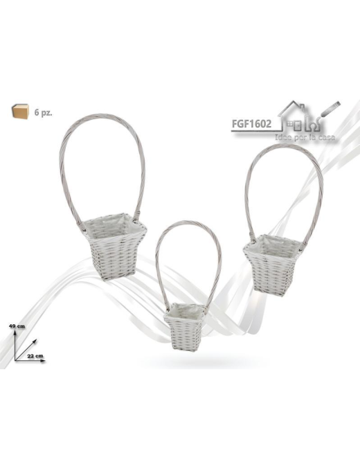 LINEA RATTAN BIANCA  CESTI QUADRI 3pezzi