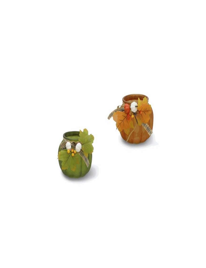 GLASS VASE WITH DECORATIONS15x13cm