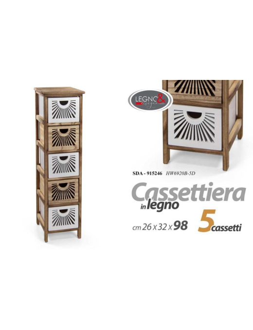 CASSETTIERA NATURALE  5 CASSETTI  26x32x98cm