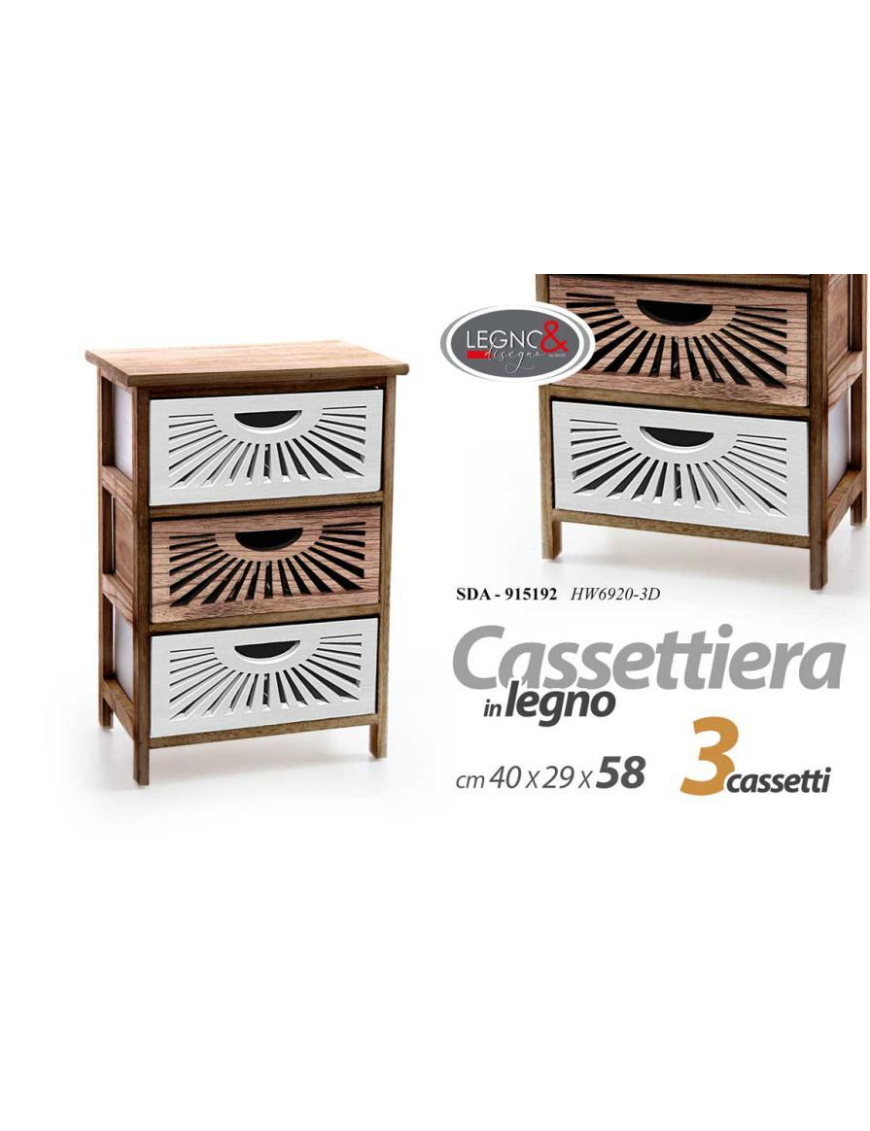 CASSETTIERA NATURALE 3 CASSETTI  40x29x58cm
