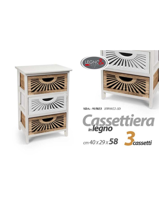 WHITE CHEST OF 3 DRAWERS 40x29x58cm
