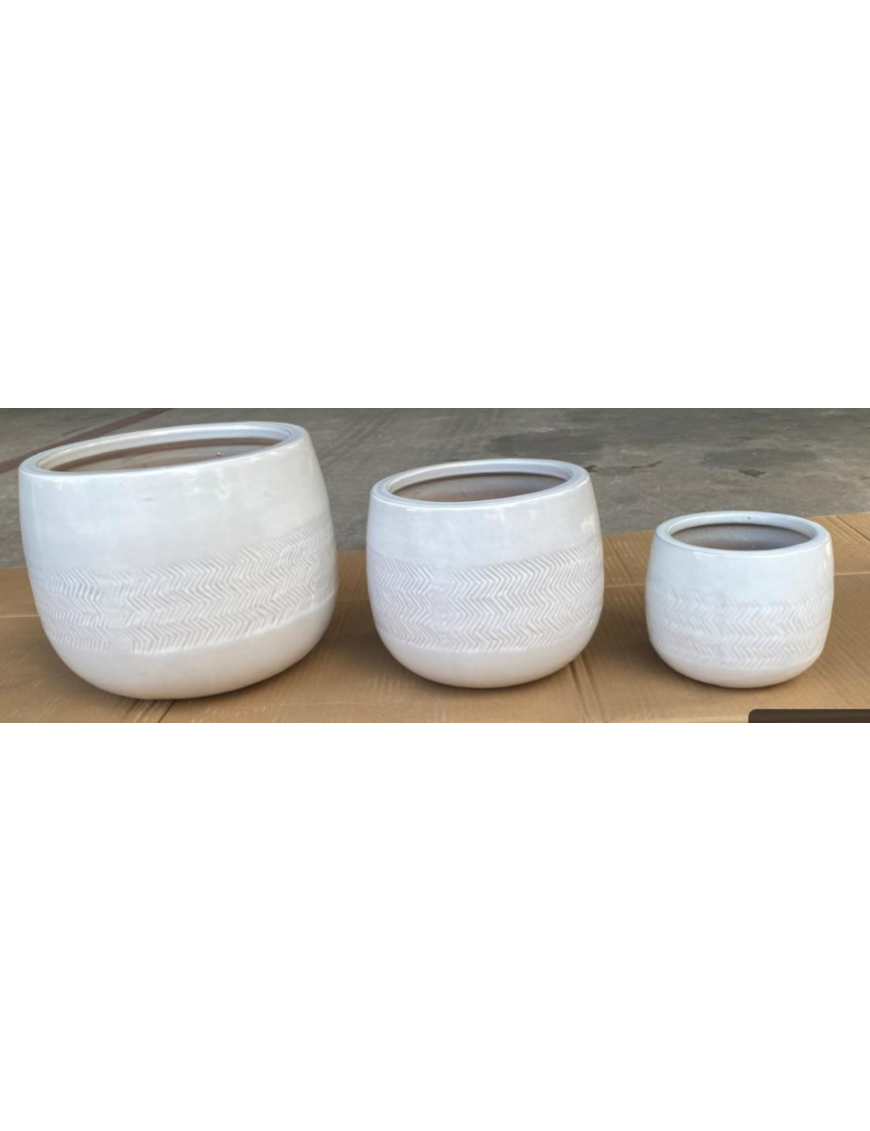 CACHEPOT CERAMICA 3pezzi   BIANCHI