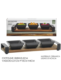 LINEA ACACIA ANTIPASTIERA NERA 31x10cm