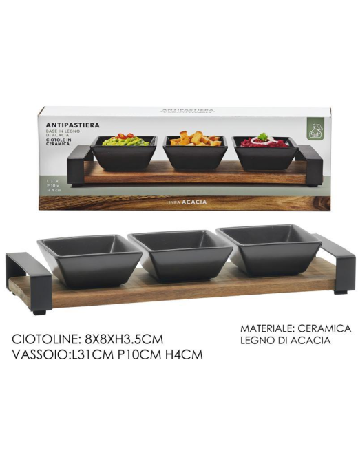 LINEA ACACIA ANTIPASTIERA NERA 31x10cm