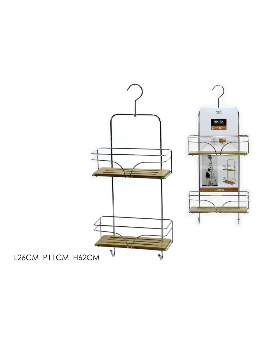 BAMBOO BATHROOM LINE RECTANGULAR SHELF 26x11x62cm