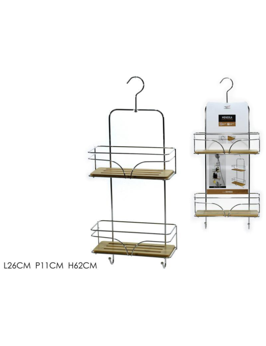 BAMBOO BATHROOM LINE RECTANGULAR SHELF 26x11x62cm