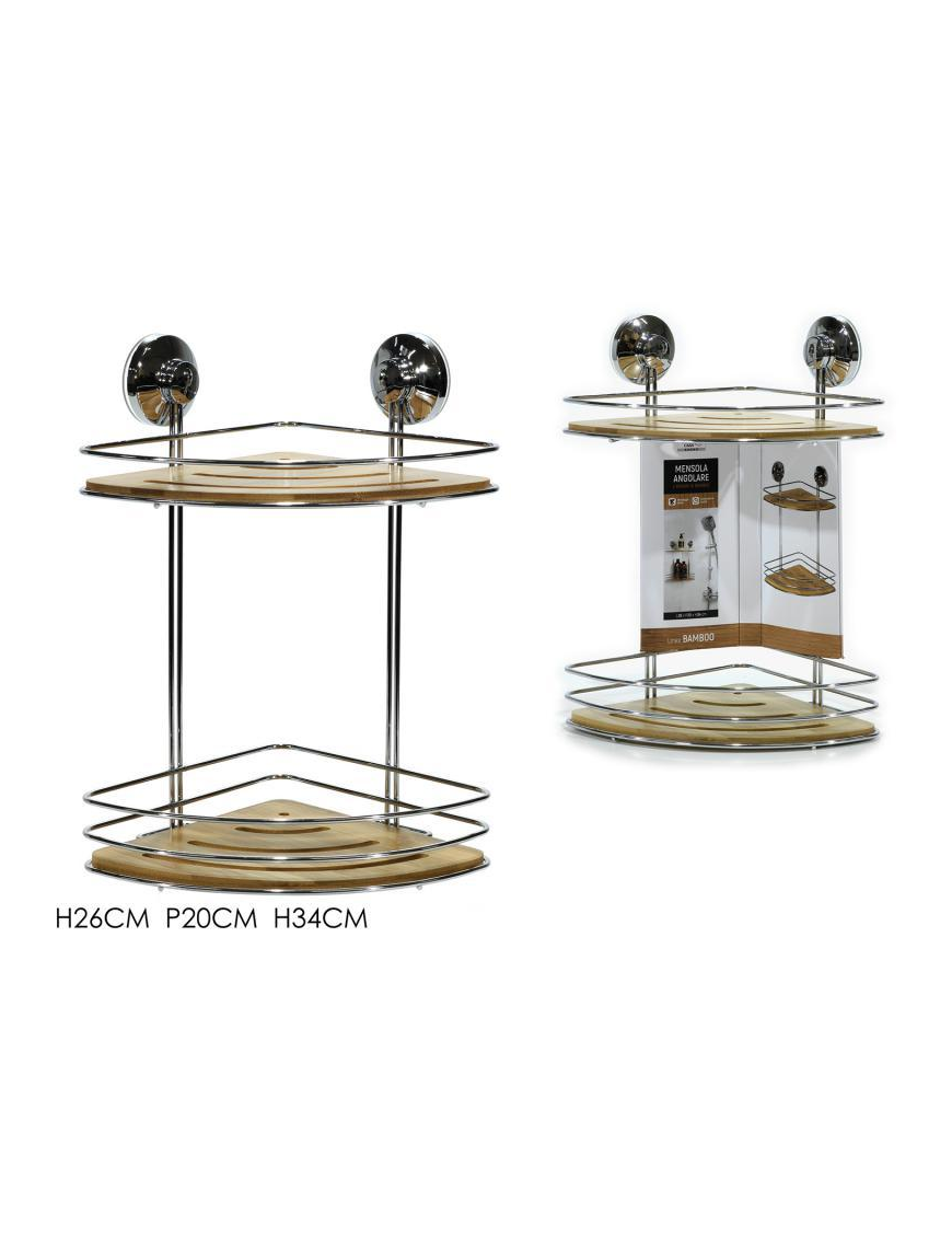 BAMBOO BATHROOM LINE CORNER SHELF 26x20x34cm
