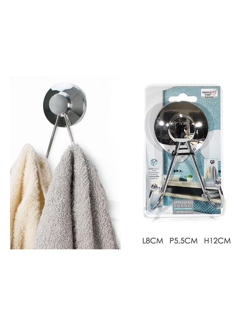 LINEA BAGNO CROMO APPENDINO 2 GANCI 8x12cm