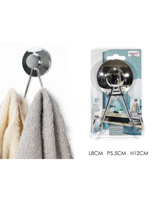 LINEA BAGNO CROMO APPENDINO 2 GANCI 8x12cm
