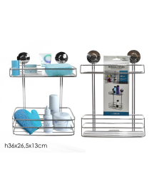 CHROME BATHROOM LINE RECTANGULAR SHELF 36x26x13cm