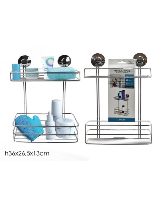CHROME BATHROOM LINE RECTANGULAR SHELF 36x26x13cm