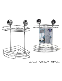 CHROME BATHROOM LINE CORNER SHELF 27x20x34cm