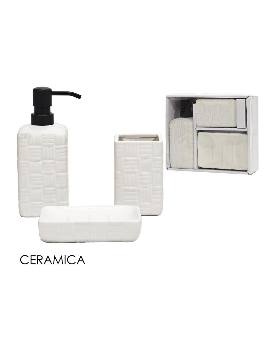WHITE SQUARE BATHROOM LINE SET 3-piece CERAMIC