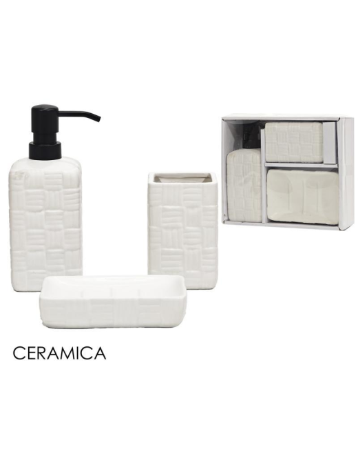 WHITE SQUARE BATHROOM LINE SET 3-piece CERAMIC