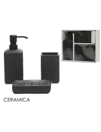 SQUARE BLACK BATHROOM LINE SET 3-piece CERAMIC