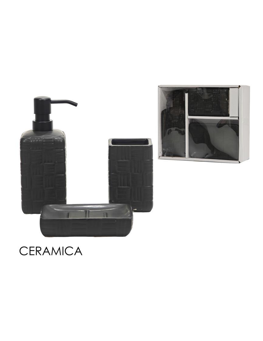 SQUARE BLACK BATHROOM LINE SET 3-piece CERAMIC