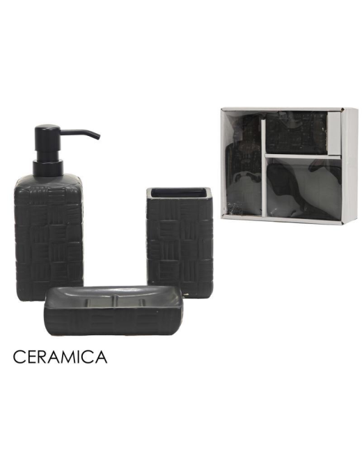 SQUARE BLACK BATHROOM LINE SET 3-piece CERAMIC