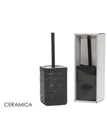 SQUARE BATHROOM LINE BLACK CERAMIC TOILET BRUSH HOLDER