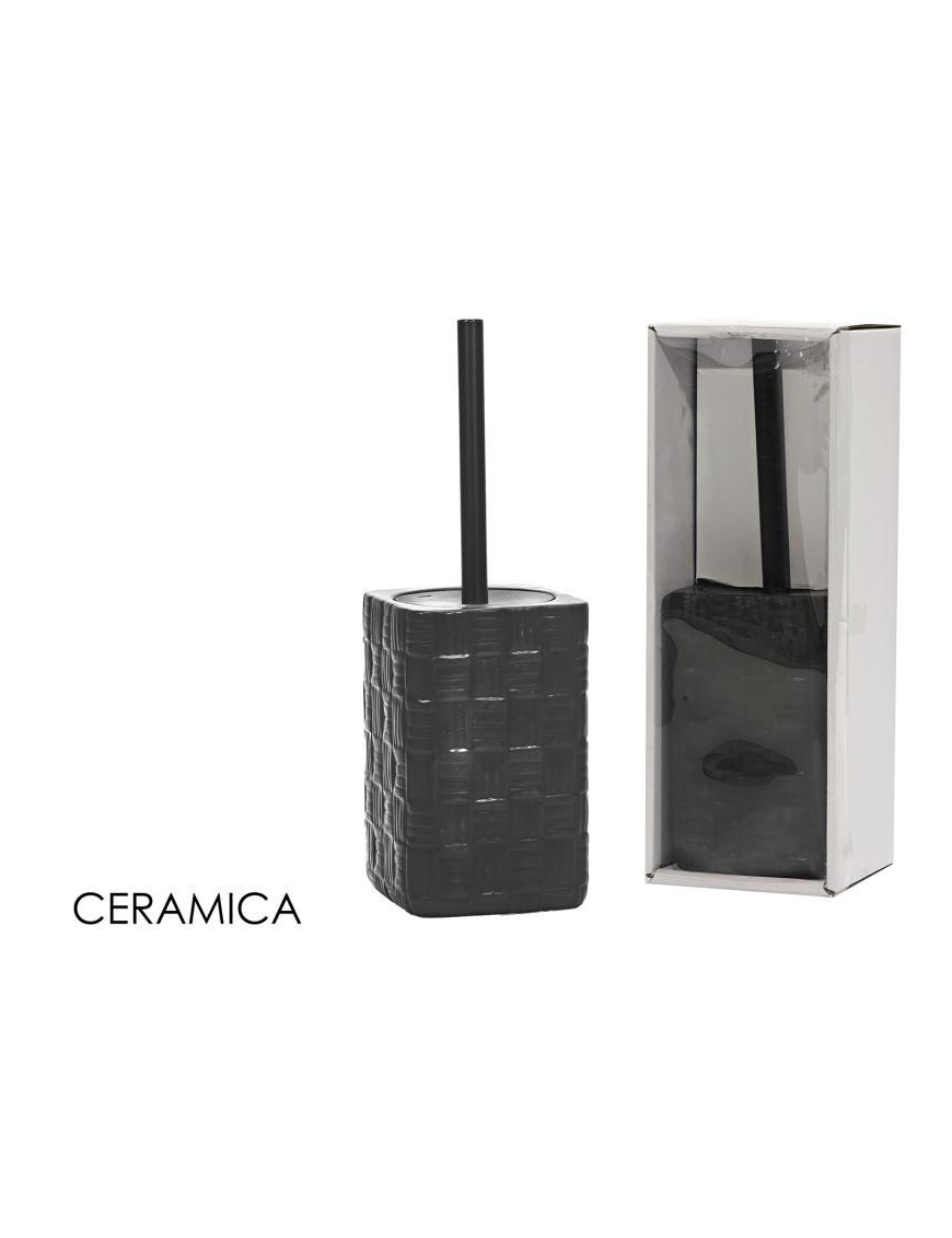 SQUARE BATHROOM LINE BLACK CERAMIC TOILET BRUSH HOLDER