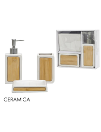 WHITE BAMBOO BATHROOM LINE SET 3-piece CERAMIC